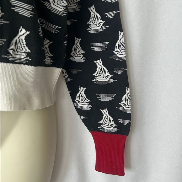 Sonia Rykiel Vintage Black/White Sailboat Knit Sweater Shirt Top **Size M** 🌺🌺 - Picture 5 of 6